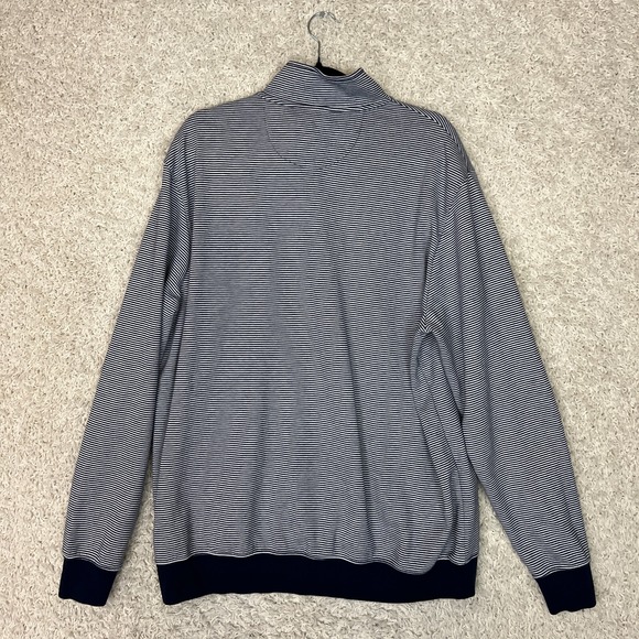 Chaps 1/4 Zip Pullover Sweater Mens 2XL Blue White Striped Golf Business Preppy - Picture 5 of 10